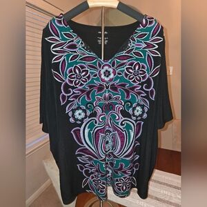 East 5th Black, Paisley Top-Size 1X